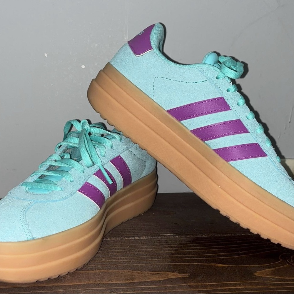 Adidas Women's Turquoise and Violet Sneakers